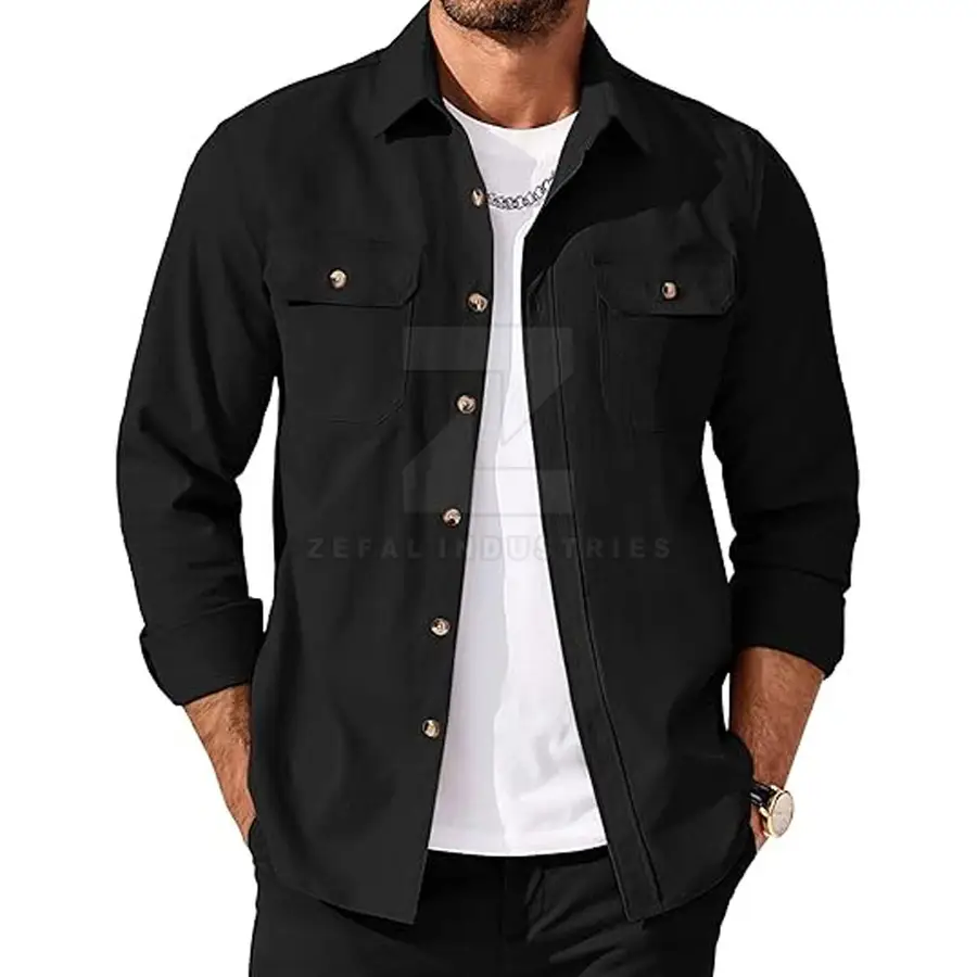 Stylish Wear Structured Men Premium Quality 100% Cotton Fabric Breathable Quick Dry Casual Safari Style Eco-Friendly Spring — Zefal Industries product photograph 2 of 6