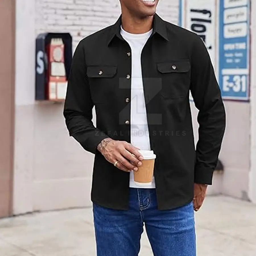 Stylish Wear Structured Men Premium Quality 100% Cotton Fabric Breathable Quick Dry Casual Safari Style Eco-Friendly Spring — Zefal Industries product photograph 4 of 6