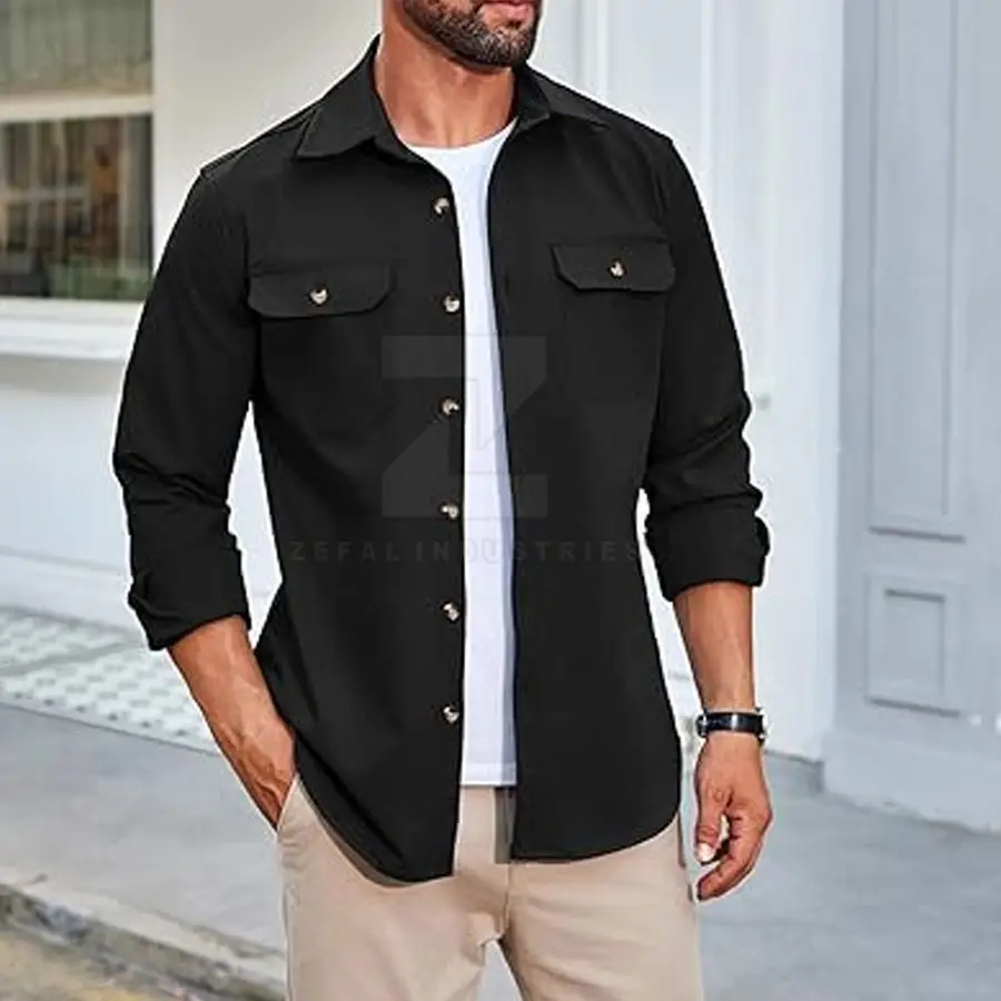 Stylish Wear Structured Men Premium Quality 100% Cotton Fabric Breathable Quick Dry Casual Safari Style Eco-Friendly Spring — Zefal Industries product photograph 5 of 6