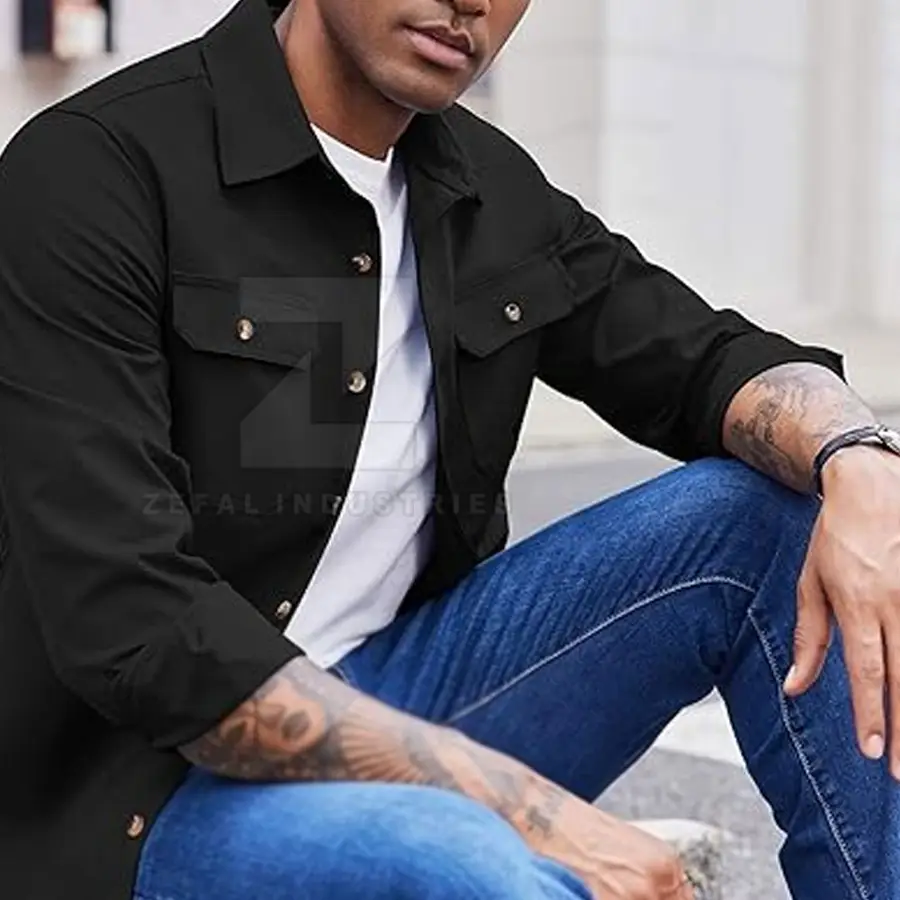 Stylish Wear Structured Men Premium Quality 100% Cotton Fabric Breathable Quick Dry Casual Safari Style Eco-Friendly Spring — Zefal Industries product photograph 6 of 6