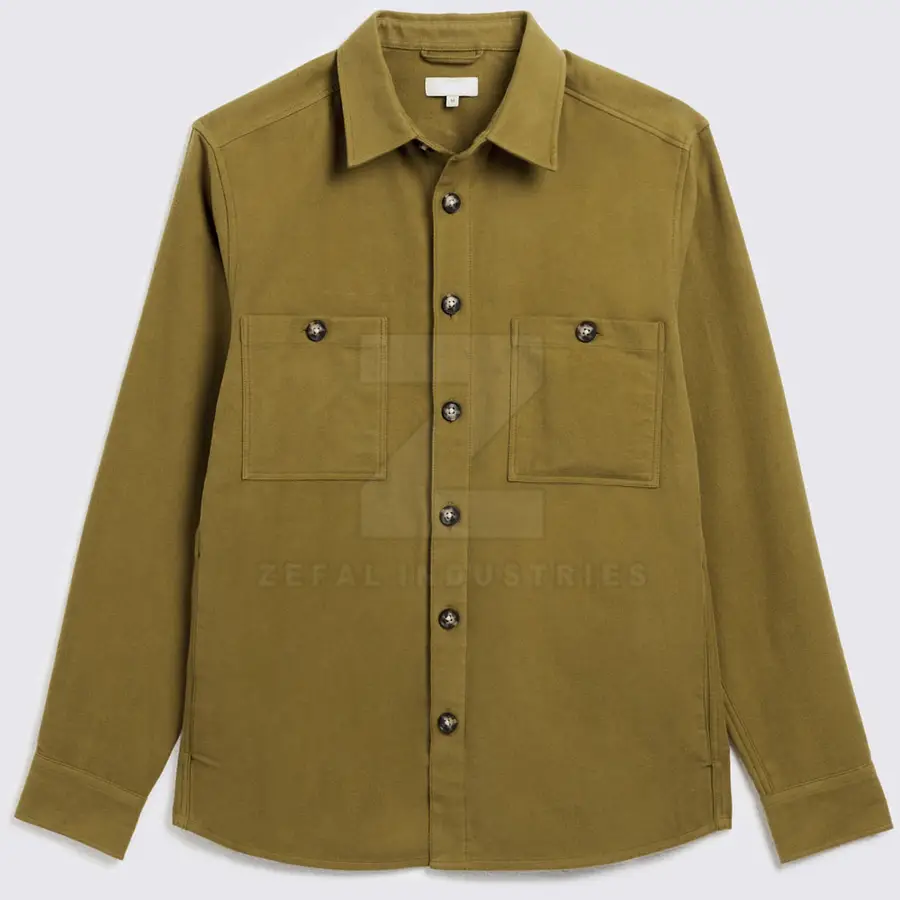 Oversized Structured Casual Shirt Men Spring Custom Solid Color Breathable Eco-Friendly 100% Cotton Fabric High Quality Safari — Zefal Industries product photograph 1 of 6