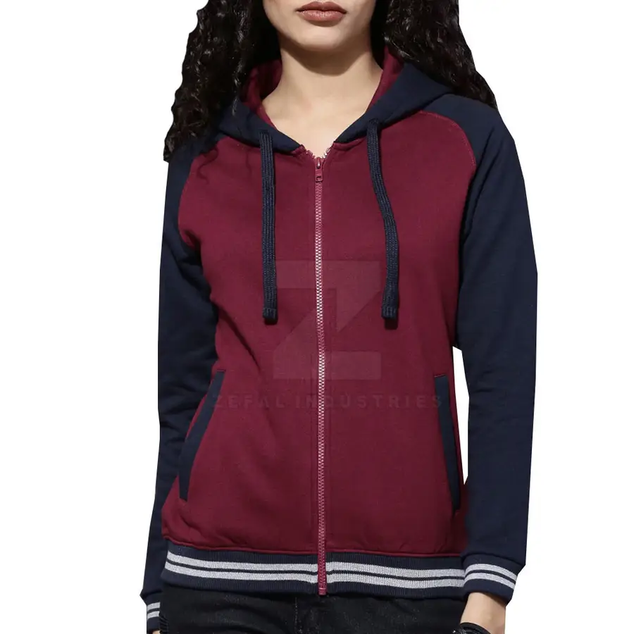 Pakistan Manufactured High Quality Breathable Winter Casual Women's Hooded Zipper Hoodies 100% Cotton — Zefal Industries product photograph 1 of 6