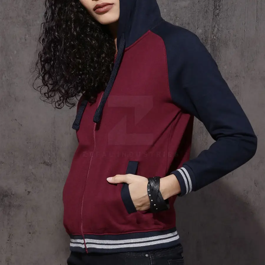 Pakistan Manufactured High Quality Breathable Winter Casual Women's Hooded Zipper Hoodies 100% Cotton — Zefal Industries product photograph 3 of 6