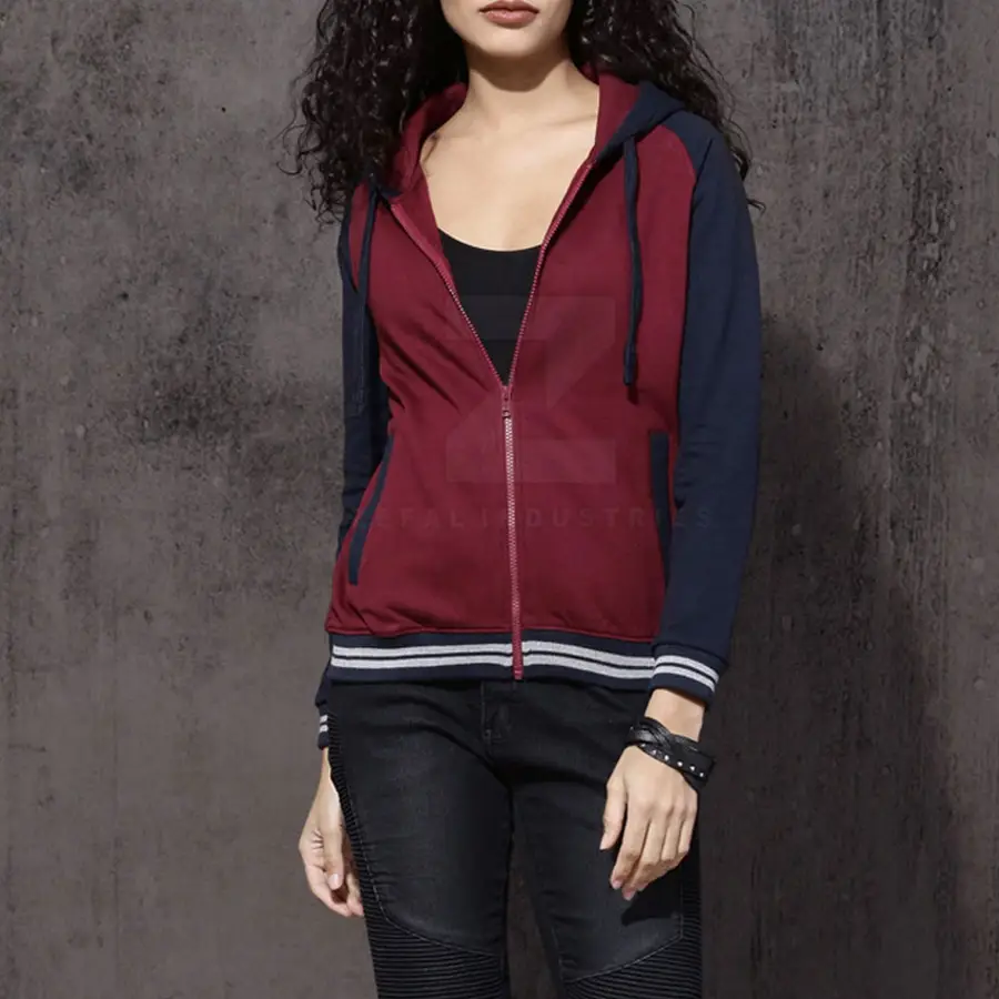 Pakistan Manufactured High Quality Breathable Winter Casual Women's Hooded Zipper Hoodies 100% Cotton — Zefal Industries product photograph 4 of 6