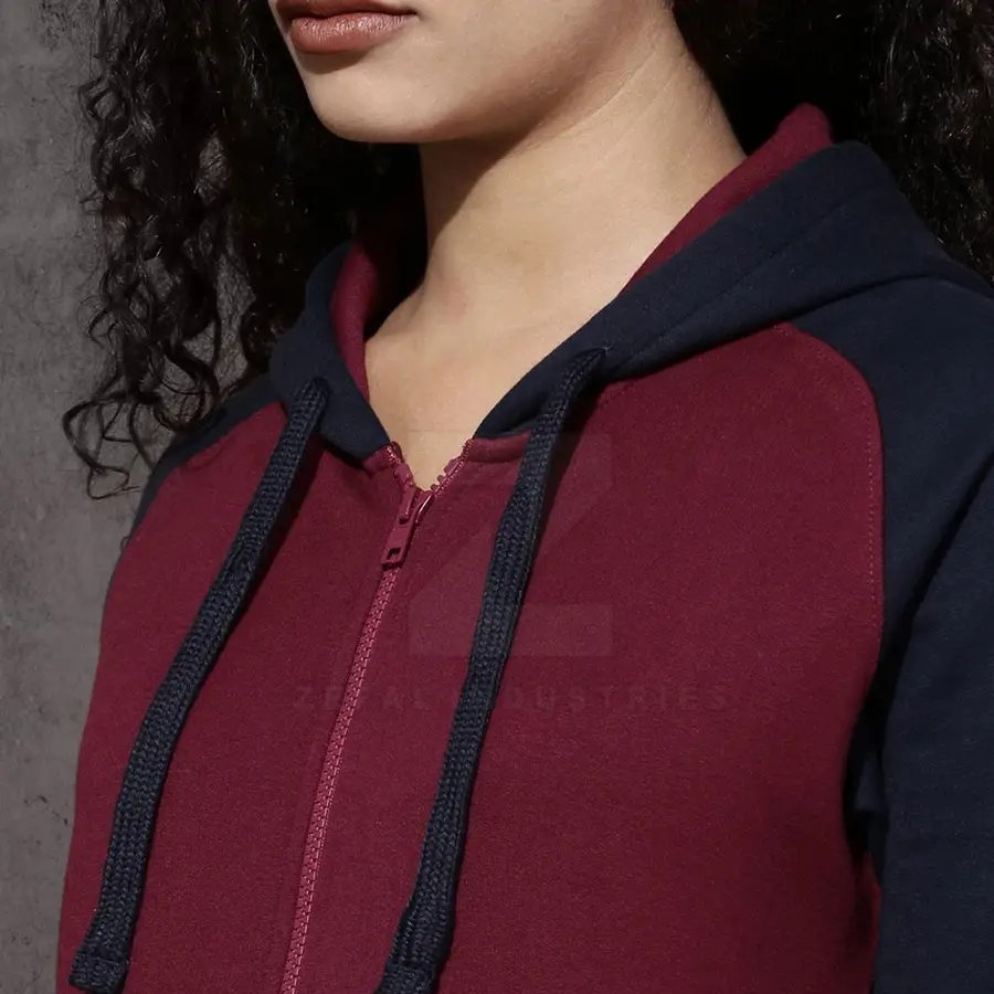 Pakistan Manufactured High Quality Breathable Winter Casual Women's Hooded Zipper Hoodies 100% Cotton — Zefal Industries product photograph 5 of 6
