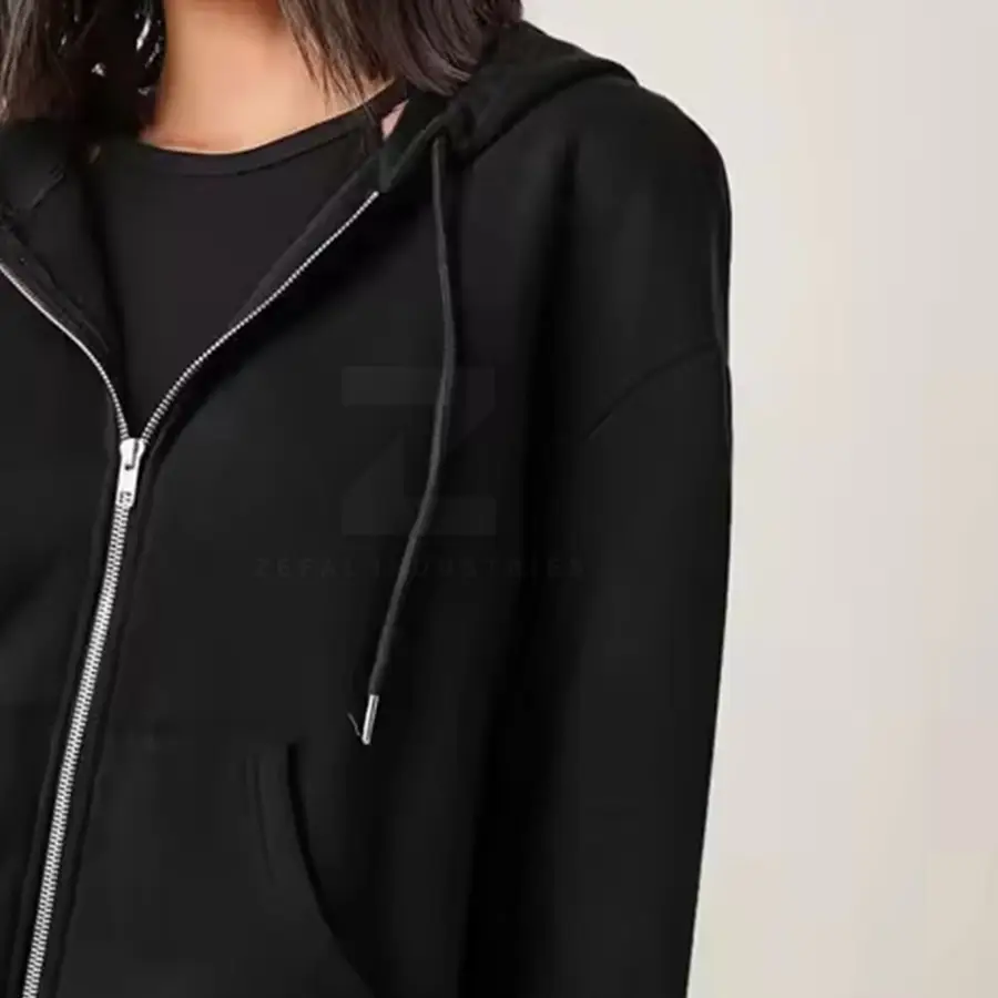 Trendy Style Women Winter Zipper Hoodie Slim Fit Breathable Front Logo for Gym or Street Wear — Zefal Industries product photograph 3 of 6