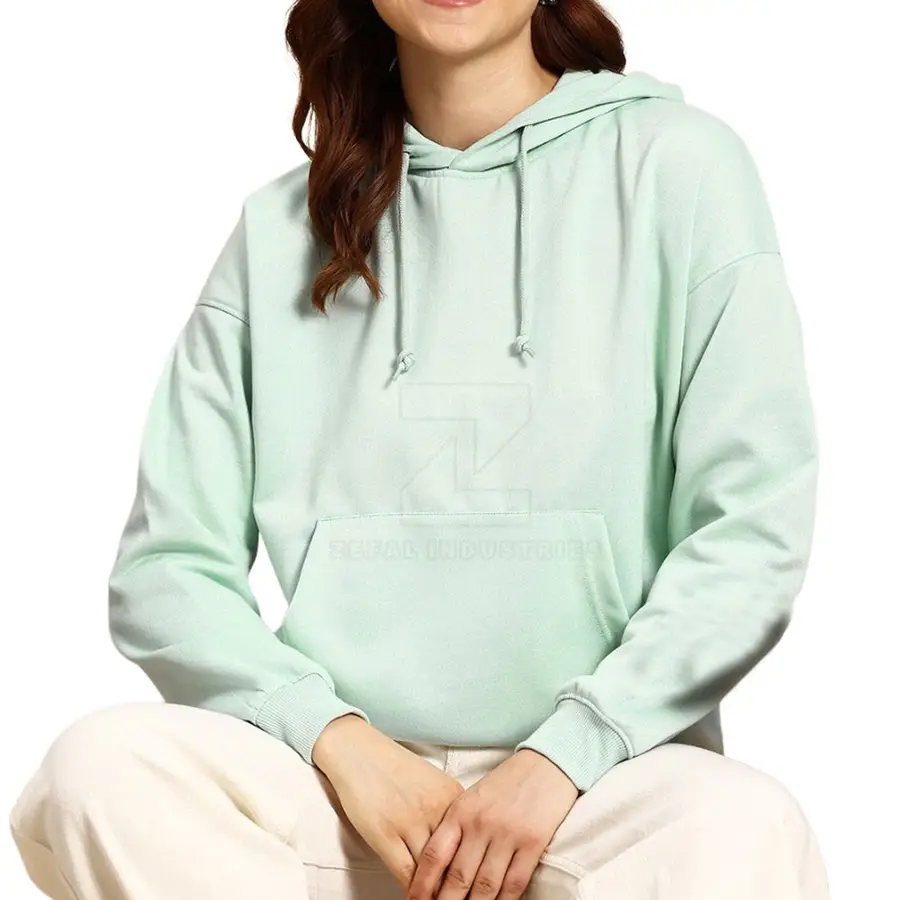 Oversized Lightweight Women's Winter Hoodies-Comfortable Breathable 100% Cotton Casual Wear with Front Logo — Zefal Industries product photograph 1 of 6