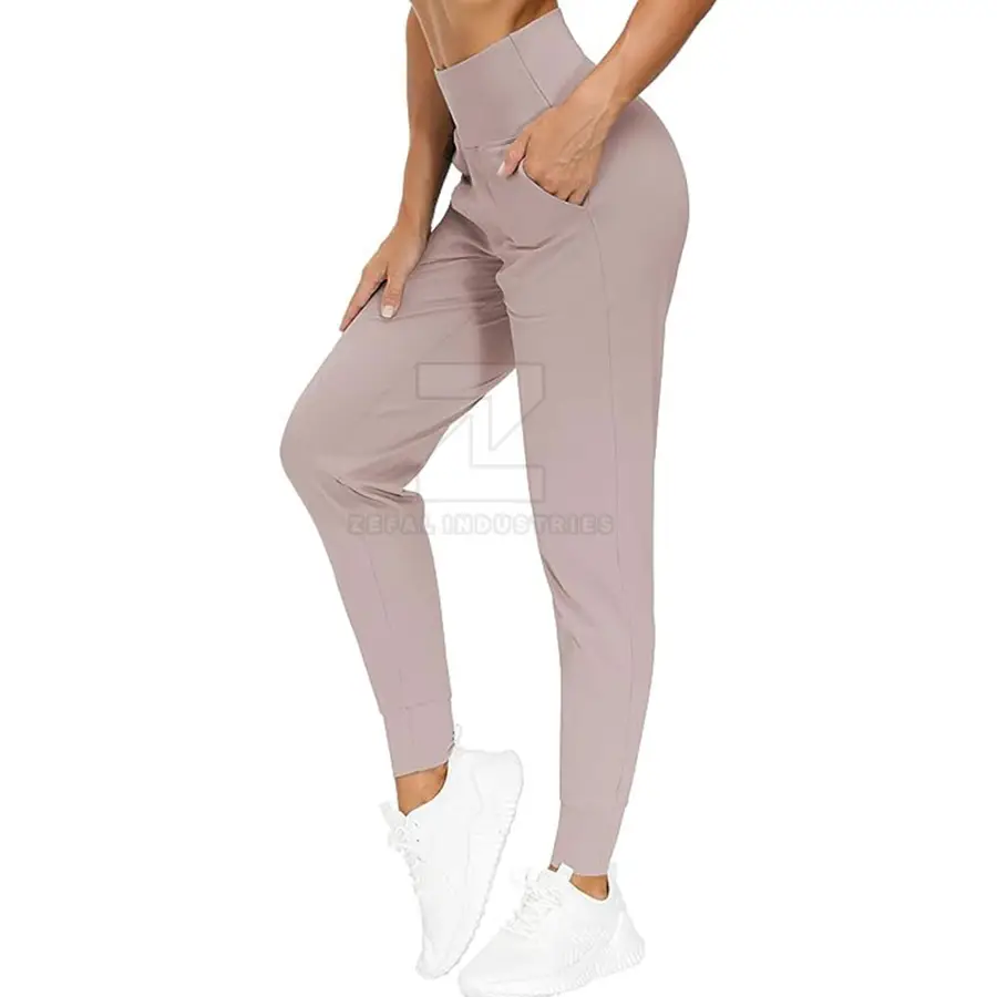Custom Made Women Solid Mid Elastic Waist Full Length Yoga Pants for Gym Wear Premium Quality Lightweight Quick Dry Breathable — Zefal Industries product photograph 3 of 6