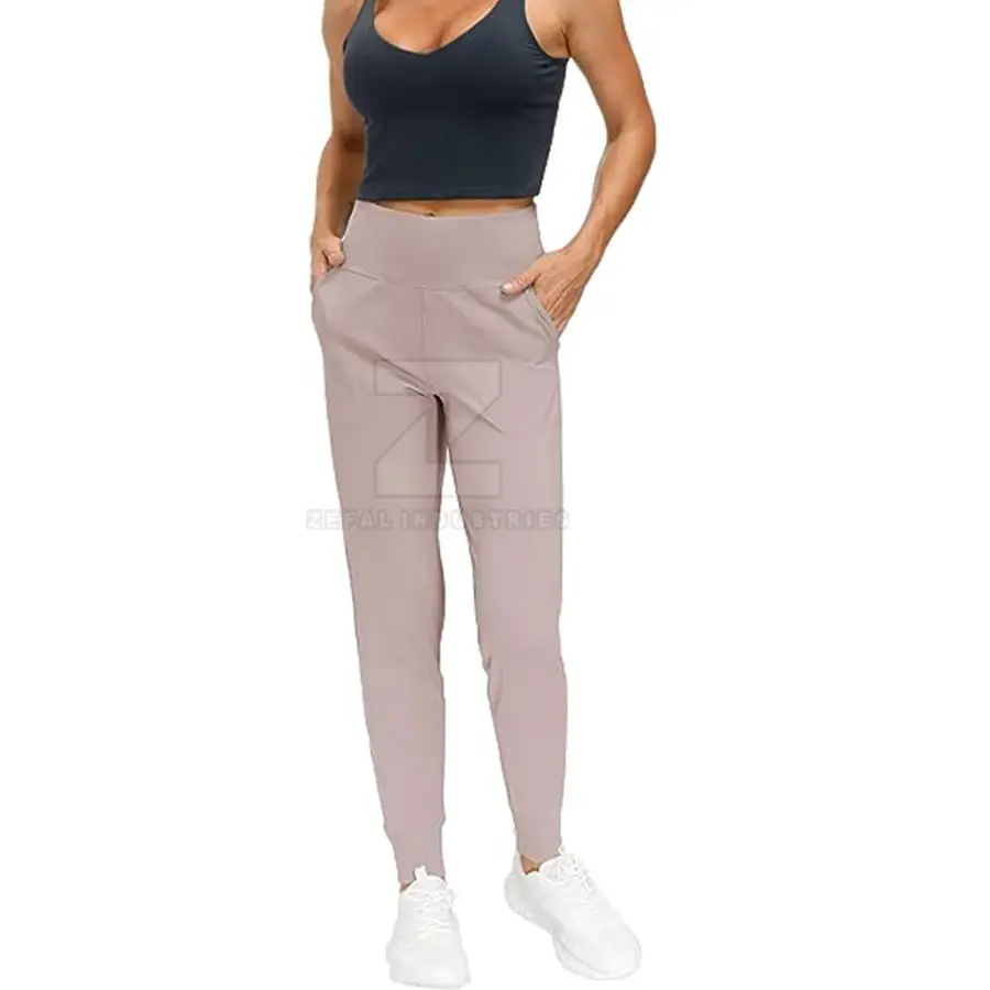 Custom Made Women Solid Mid Elastic Waist Full Length Yoga Pants for Gym Wear Premium Quality Lightweight Quick Dry Breathable — Zefal Industries product photograph 5 of 6