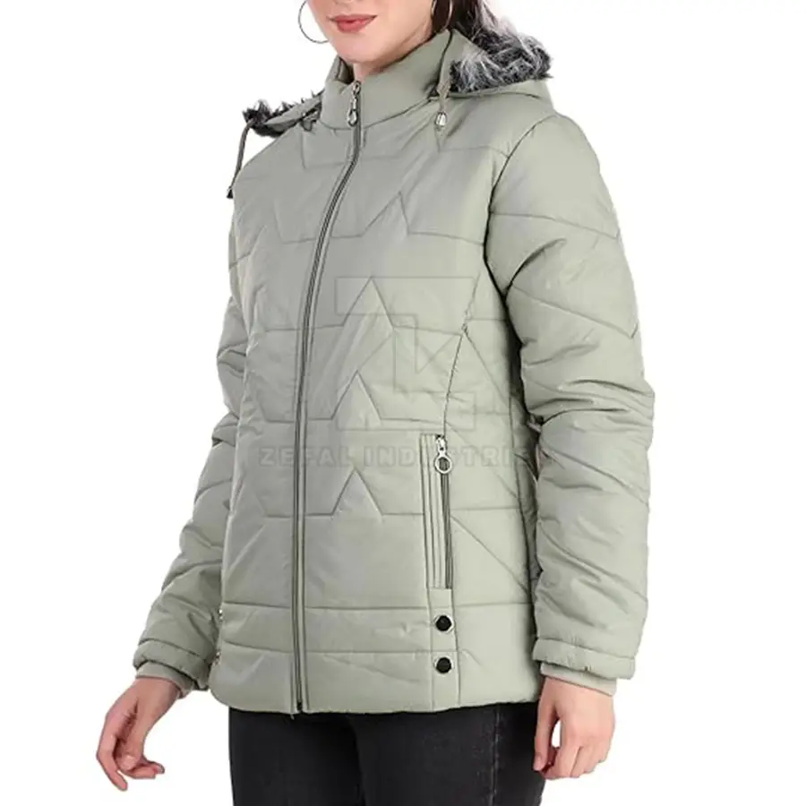Hot Selling High Quality Women Puffer Jackets Eco-Friendly Breathable Windproof Customizable Size Cotton Lining Winter — Zefal Industries product photograph 4 of 6