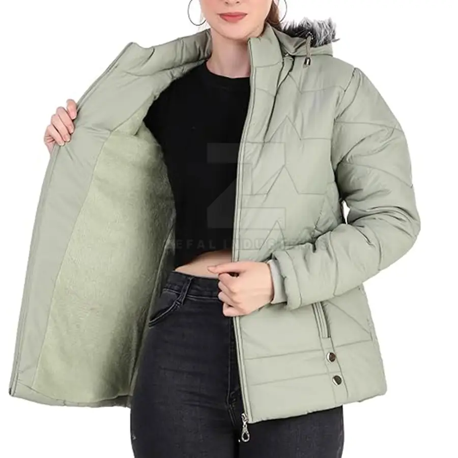 Hot Selling High Quality Women Puffer Jackets Eco-Friendly Breathable Windproof Customizable Size Cotton Lining Winter — Zefal Industries product photograph 5 of 6
