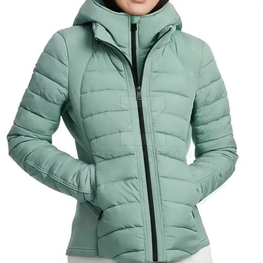 Trendy Women Solid Zipper Breathable Puffer Jacket Soft Nylon/Polyester Outerwear for Winter Street Fashion — Zefal Industries product photograph 1 of 6