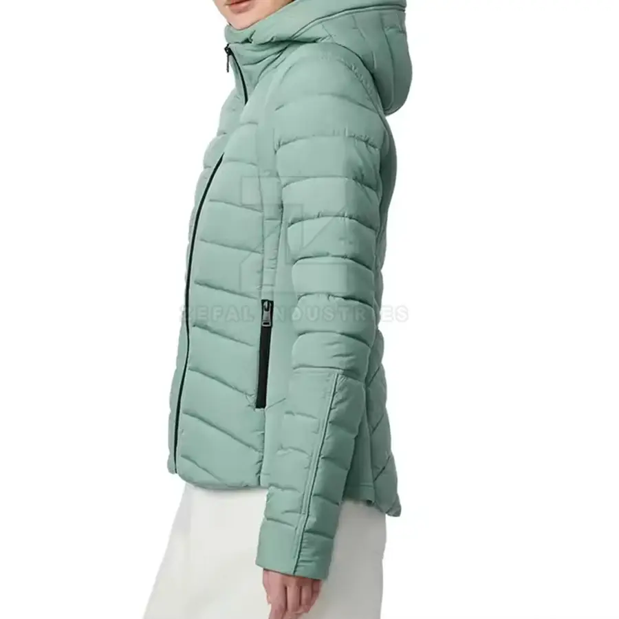 Trendy Women Solid Zipper Breathable Puffer Jacket Soft Nylon/Polyester Outerwear for Winter Street Fashion — Zefal Industries product photograph 5 of 6