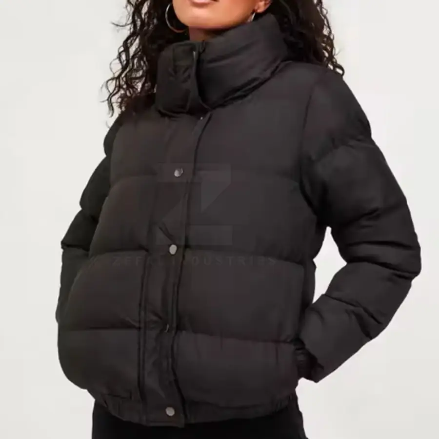 Slim Fit Women Puffer Jacket High Quality Breathable Windproof Eco-Friendly Winter Cotton Lining Customized Colors Logo — Zefal Industries product photograph 4 of 6
