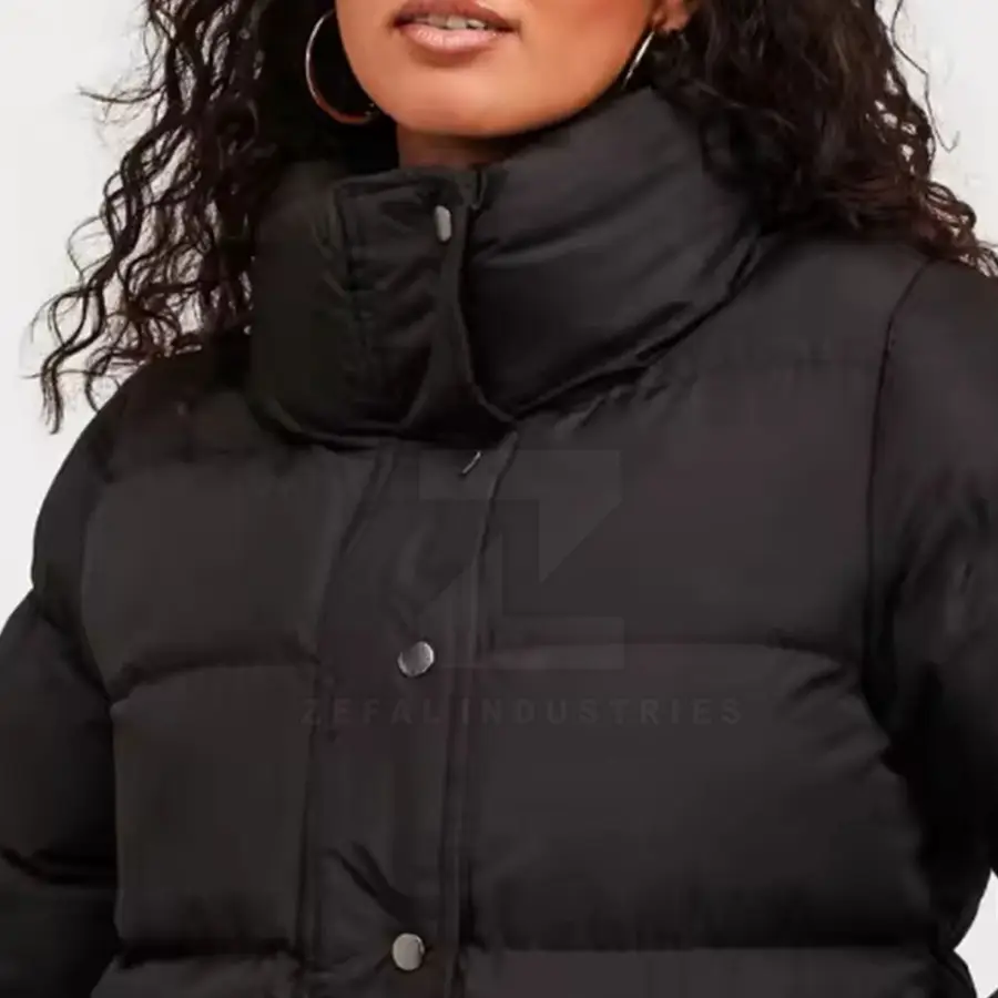 Slim Fit Women Puffer Jacket High Quality Breathable Windproof Eco-Friendly Winter Cotton Lining Customized Colors Logo — Zefal Industries product photograph 5 of 6