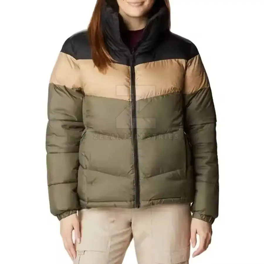 New Arrival Women Winter Solid Zipper Breathable Eco-Friendly Windproof Puffer Jacket Long Sleeve Front Logo Customized Colors — Zefal Industries product photograph 1 of 6