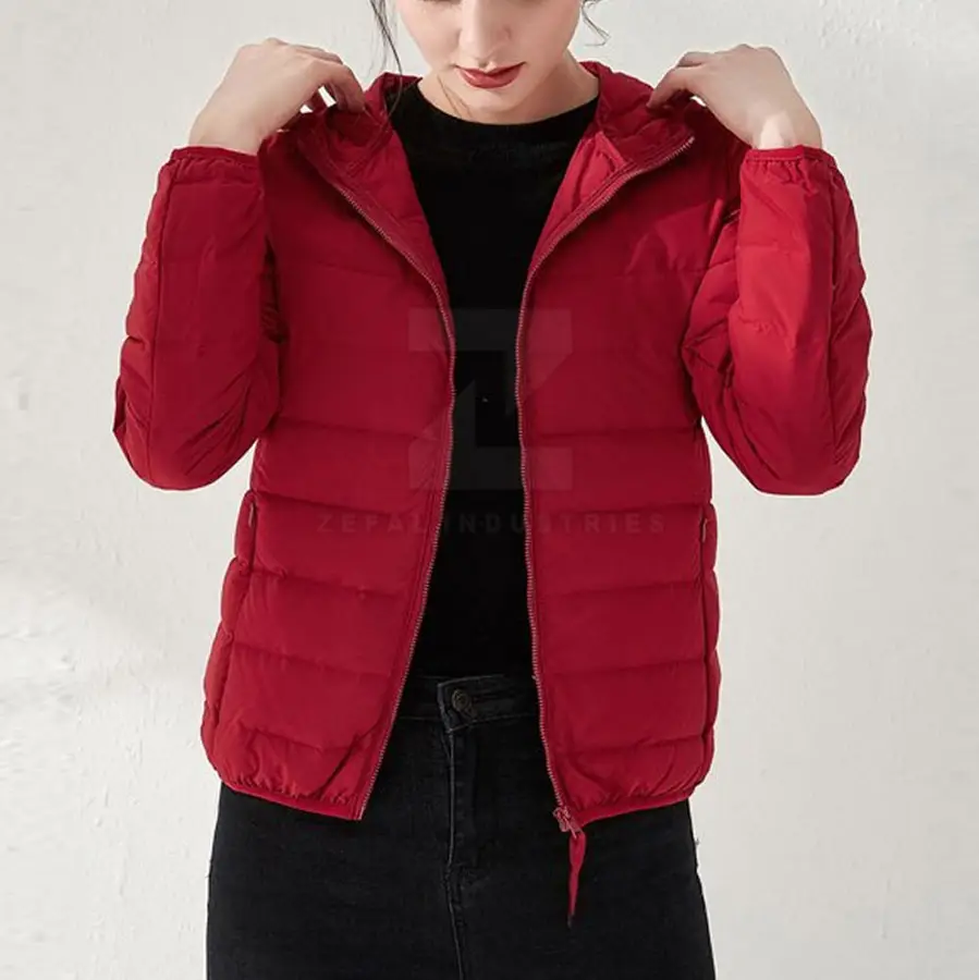 Hooded Neck Women Puffer Jacket Oversized Fashionable Winter Lightweight Eco-Friendly Breathable Windproof Cotton Lining High — Zefal Industries product photograph 2 of 6