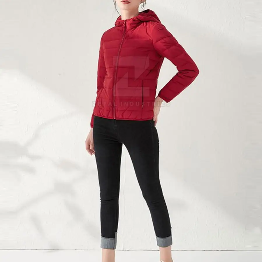 Hooded Neck Women Puffer Jacket Oversized Fashionable Winter Lightweight Eco-Friendly Breathable Windproof Cotton Lining High — Zefal Industries product photograph 6 of 6