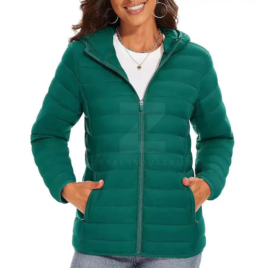 Modern Style Women Puffer Jacket Lightweight Breathable Eco-Friendly Windproof Polyester/Nylon Winter Jacket 2025 Made Pakistan — Zefal Industries product photograph 1 of 6