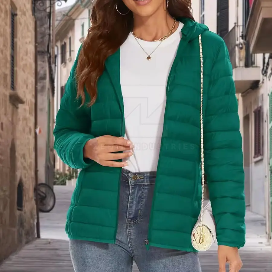 Modern Style Women Puffer Jacket Lightweight Breathable Eco-Friendly Windproof Polyester/Nylon Winter Jacket 2025 Made Pakistan — Zefal Industries product photograph 3 of 6