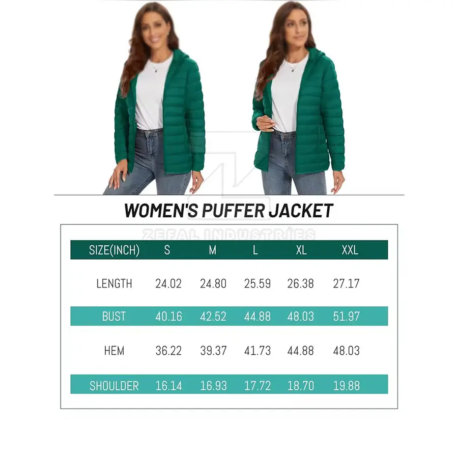 Modern Style Women Puffer Jacket Lightweight Breathable Eco-Friendly Windproof Polyester/Nylon Winter Jacket 2025 Made Pakistan — Zefal Industries product photograph 5 of 6