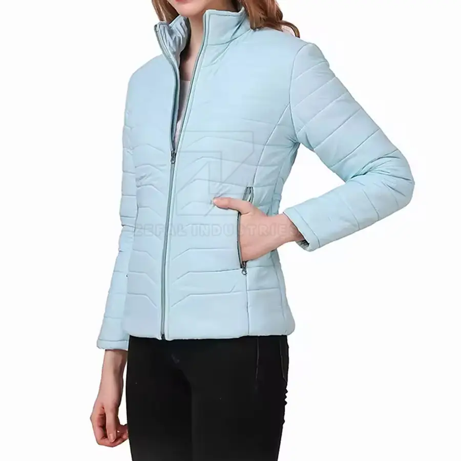 Longline High Quality Customizable Women Puffer Jacket Hood Adjustable Zipper Pockets Breathable Windproof Eco-Friendly — Zefal Industries product photograph 4 of 6