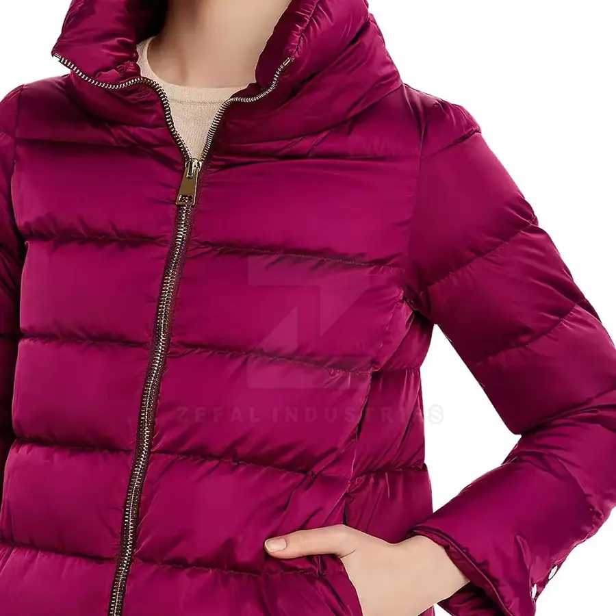 Zipper Women Puffer Jacket Custom Size & Color High Quality Breathable Windproof Eco-Friendly Polyester/Nylon Winter — Zefal Industries product photograph 6 of 6