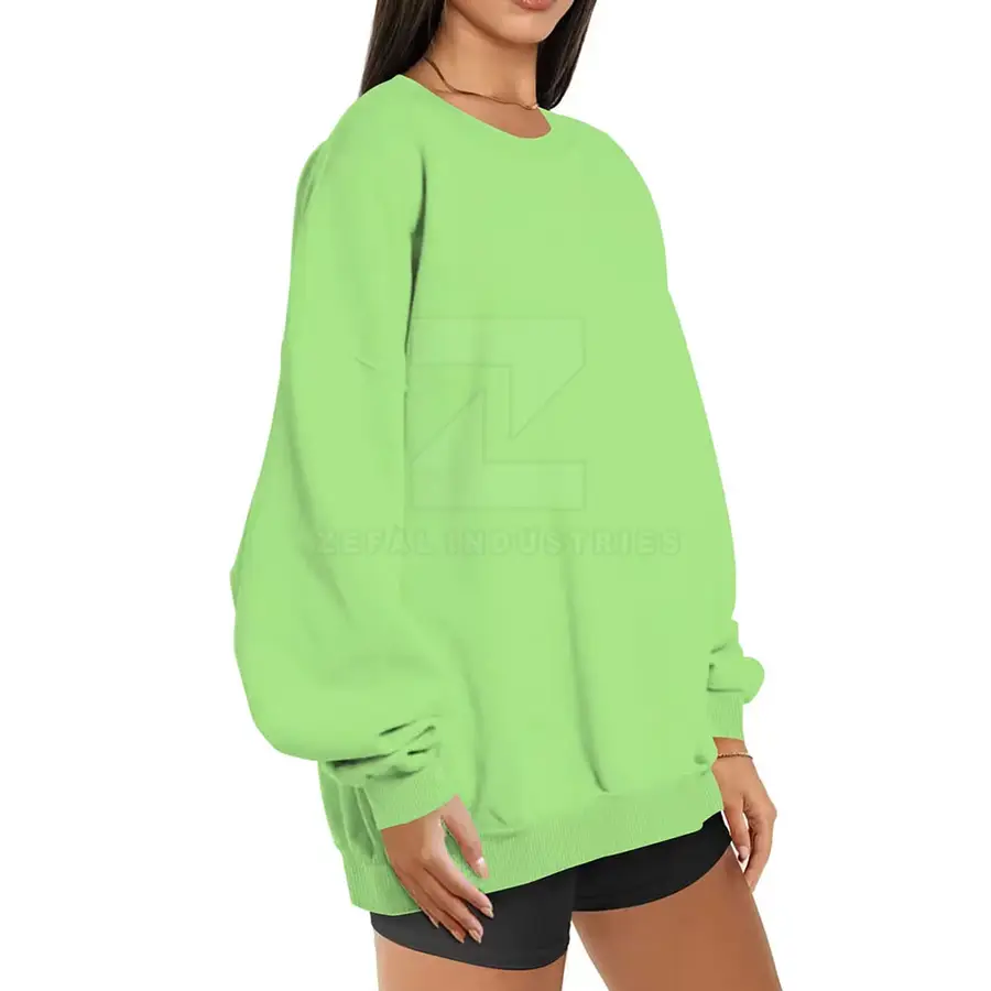 Loose Fit Lightweight Breathable Casual Winter Women's Sweatshirt Front Custom Logo 100% Cotton Fabric High Quality Full Sleeve — Zefal Industries product photograph 3 of 6