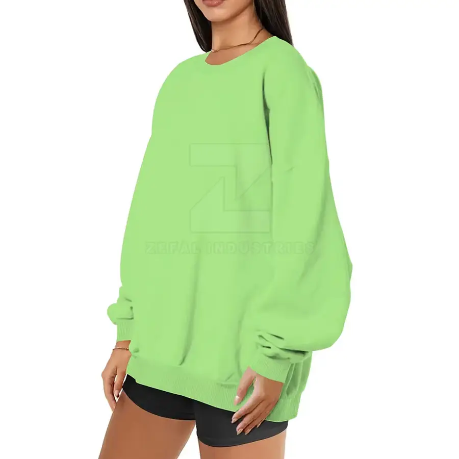 Loose Fit Lightweight Breathable Casual Winter Women's Sweatshirt Front Custom Logo 100% Cotton Fabric High Quality Full Sleeve — Zefal Industries product photograph 4 of 6