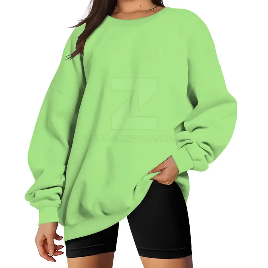 Loose Fit Lightweight Breathable Casual Winter Women's Sweatshirt Front Custom Logo 100% Cotton Fabric High Quality Full Sleeve — Zefal Industries product photograph 5 of 6