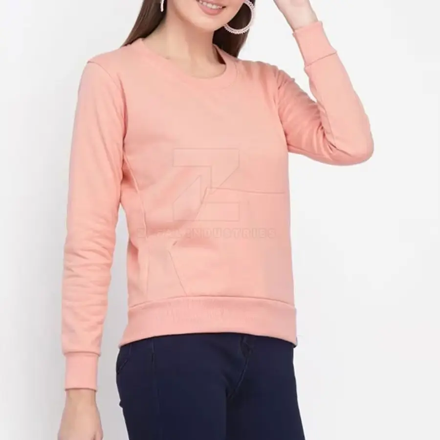 Winter Oversized Slim Fit Breathable 100% Cotton Front Logo Customized Design High Quality Women's Sweatshirts Casual Streetwear — Zefal Industries product photograph 3 of 6