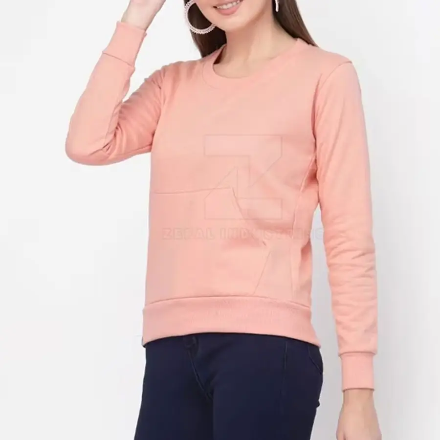 Winter Oversized Slim Fit Breathable 100% Cotton Front Logo Customized Design High Quality Women's Sweatshirts Casual Streetwear — Zefal Industries product photograph 4 of 6