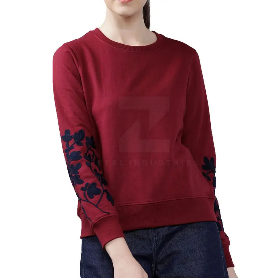Women's Winter 100% Cotton Breathable Lightweight Knitted Custom Design Casual Full Sleeve Sweatshirt-Front Logo High Quality — Zefal Industries product photograph 1 of 6