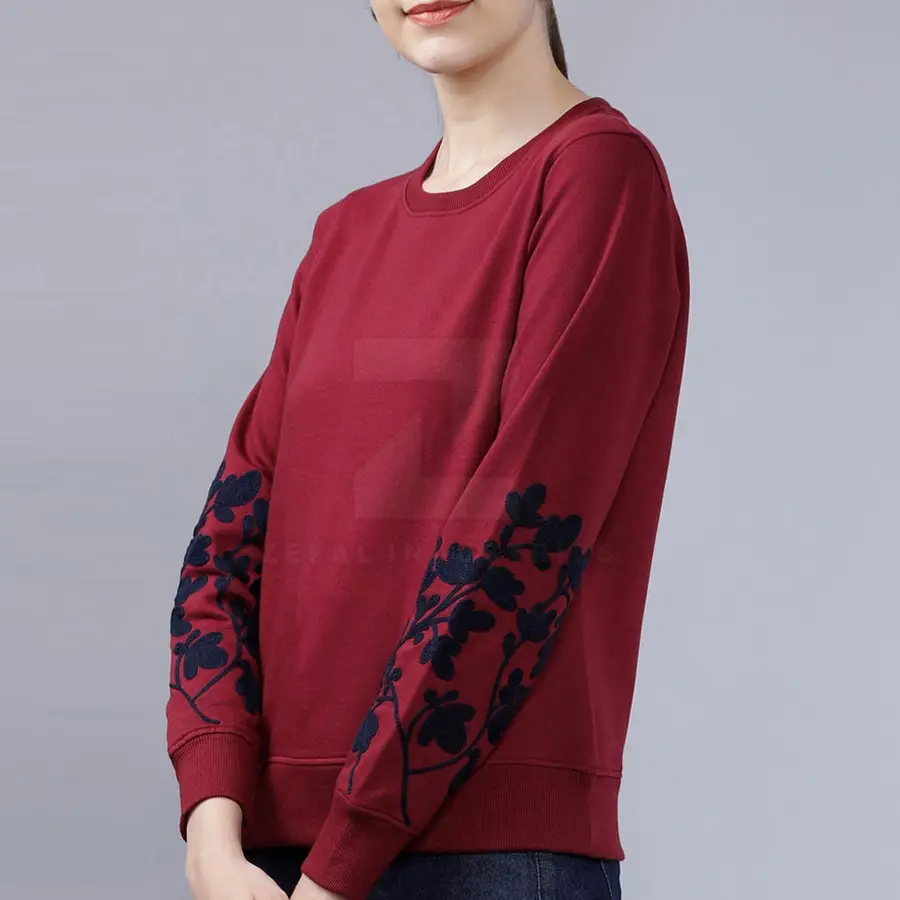 Women's Winter 100% Cotton Breathable Lightweight Knitted Custom Design Casual Full Sleeve Sweatshirt-Front Logo High Quality — Zefal Industries product photograph 2 of 6