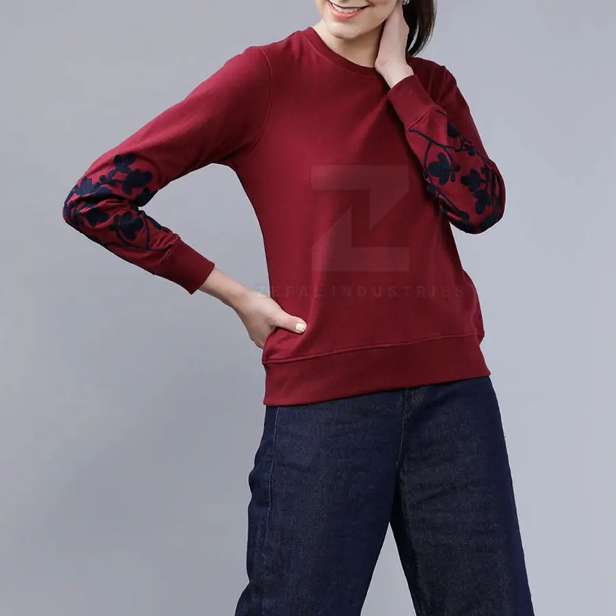 Women's Winter 100% Cotton Breathable Lightweight Knitted Custom Design Casual Full Sleeve Sweatshirt-Front Logo High Quality — Zefal Industries product photograph 4 of 6