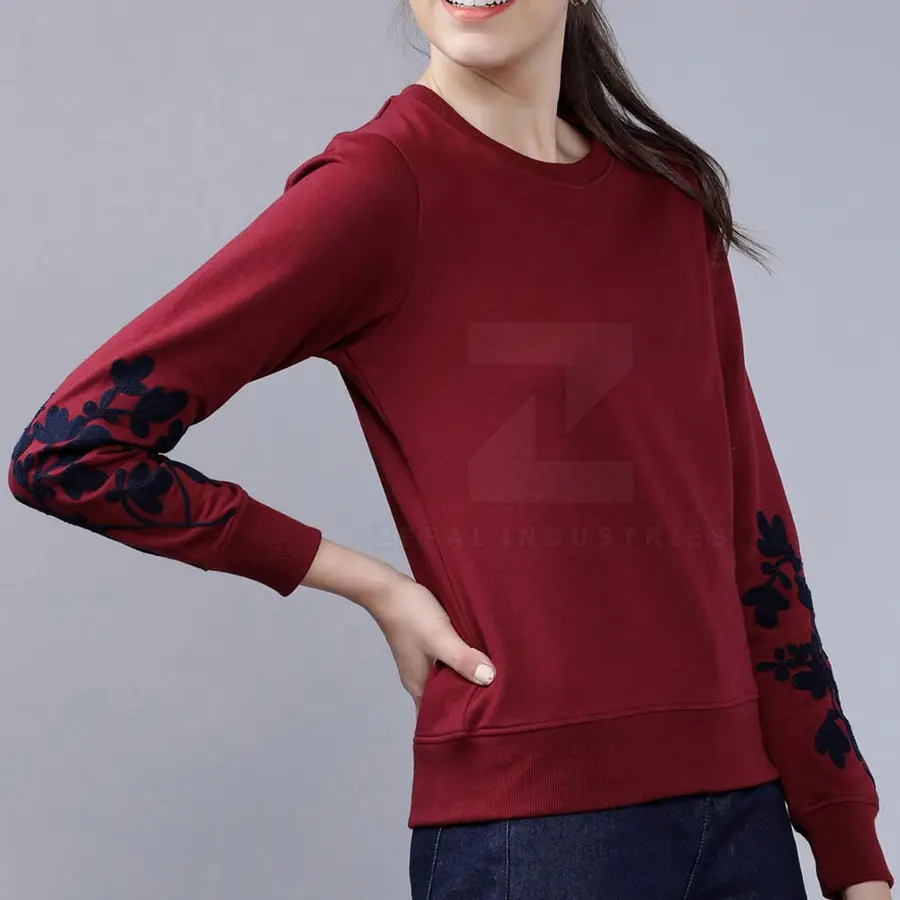 Women's Winter 100% Cotton Breathable Lightweight Knitted Custom Design Casual Full Sleeve Sweatshirt-Front Logo High Quality — Zefal Industries product photograph 5 of 6