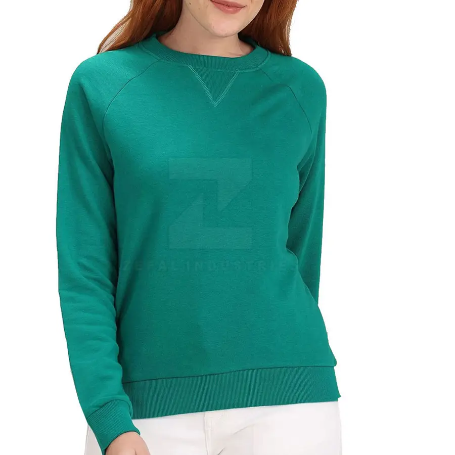 Classic Winter Women's Casual Sweatshirt 100% Cotton Breathable Lightweight Front High Quality Pakistan Made Customized Colors — real Zefal Industries product photograph