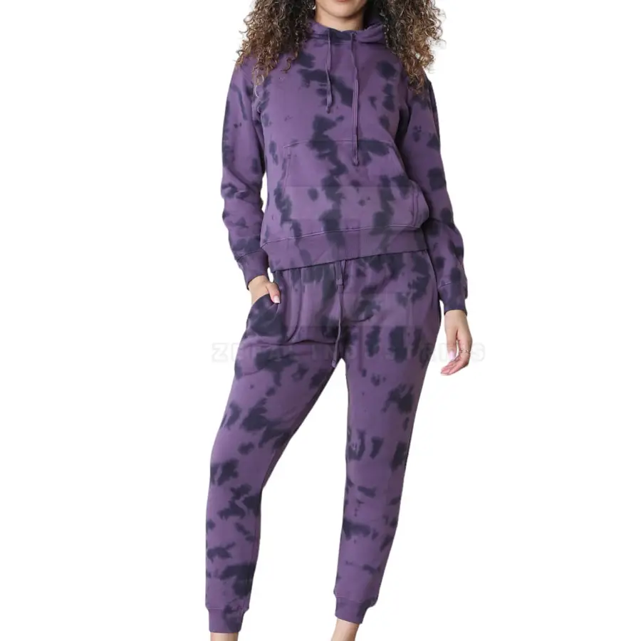 Design Your Own Winter Plus Size Hooded Women's Tracksuits Two-Piece Set Long Sleeves Tie Dye Pattern 100% Cotton Customizable — Zefal Industries product photograph 1 of 6