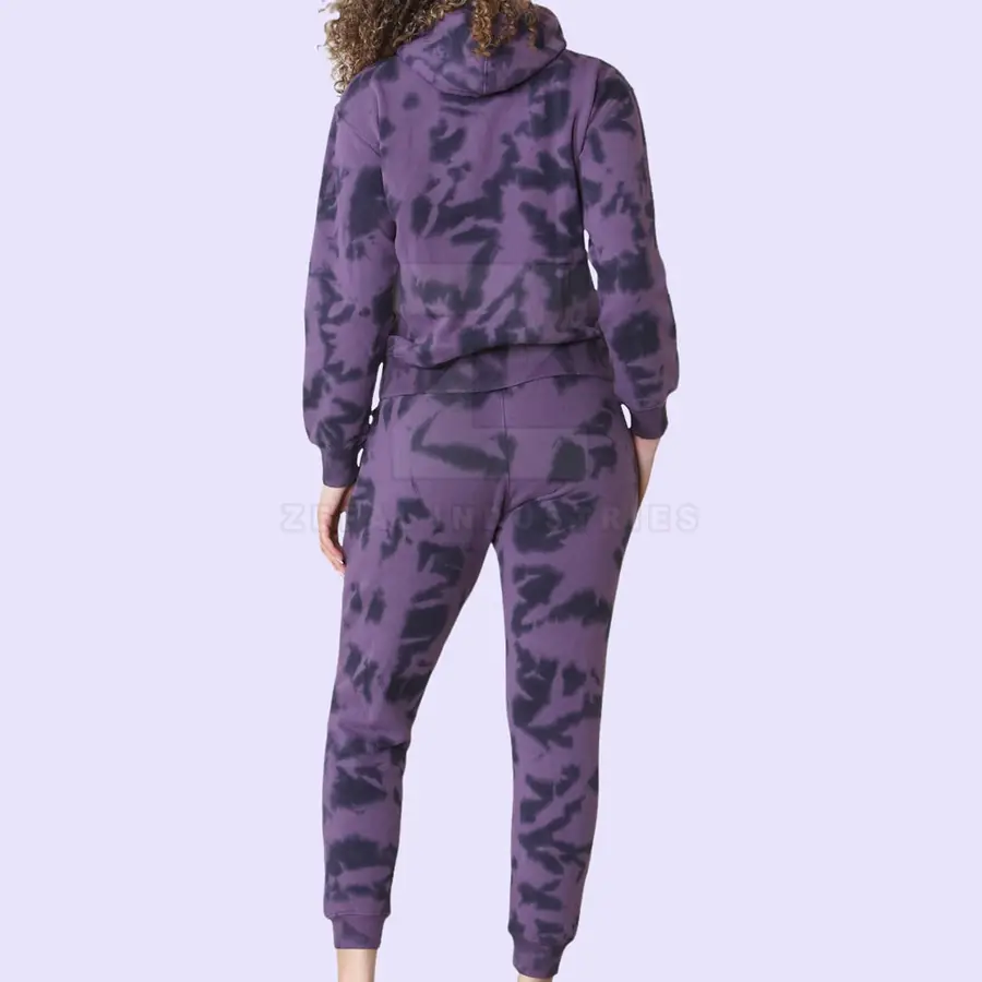 Design Your Own Winter Plus Size Hooded Women's Tracksuits Two-Piece Set Long Sleeves Tie Dye Pattern 100% Cotton Customizable — Zefal Industries product photograph 3 of 6