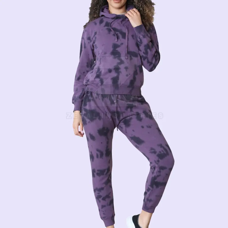 Design Your Own Winter Plus Size Hooded Women's Tracksuits Two-Piece Set Long Sleeves Tie Dye Pattern 100% Cotton Customizable — Zefal Industries product photograph 4 of 6