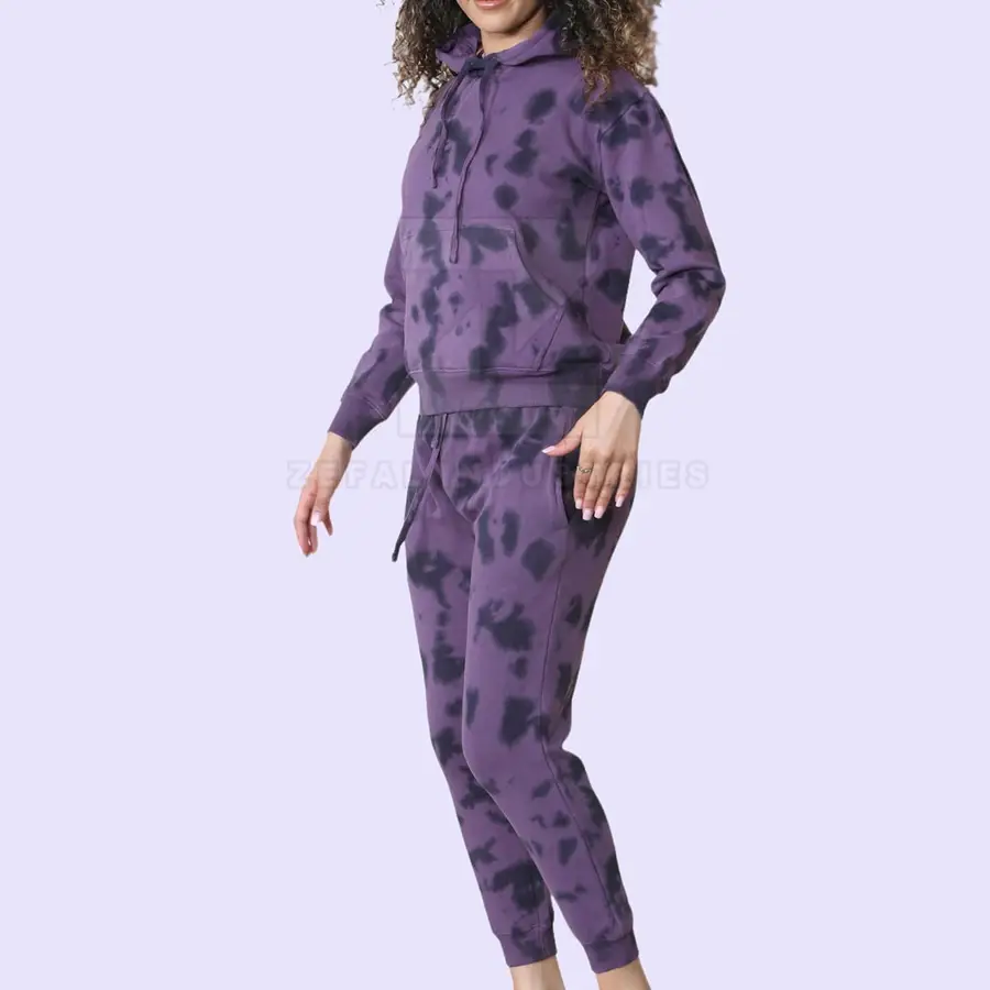 Design Your Own Winter Plus Size Hooded Women's Tracksuits Two-Piece Set Long Sleeves Tie Dye Pattern 100% Cotton Customizable — Zefal Industries product photograph 5 of 6