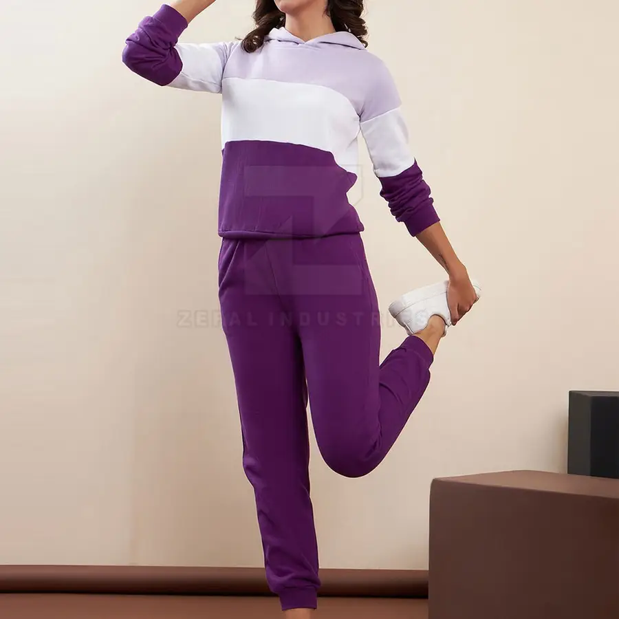 Best Selling Winter Plus Size Hooded Women Tracksuits Contrast Color 100% Cotton Premium Quality Wholesale in Stock — Zefal Industries product photograph 3 of 6