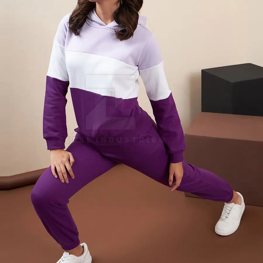 Best Selling Winter Plus Size Hooded Women Tracksuits Contrast Color 100% Cotton Premium Quality Wholesale in Stock — Zefal Industries product photograph 4 of 6