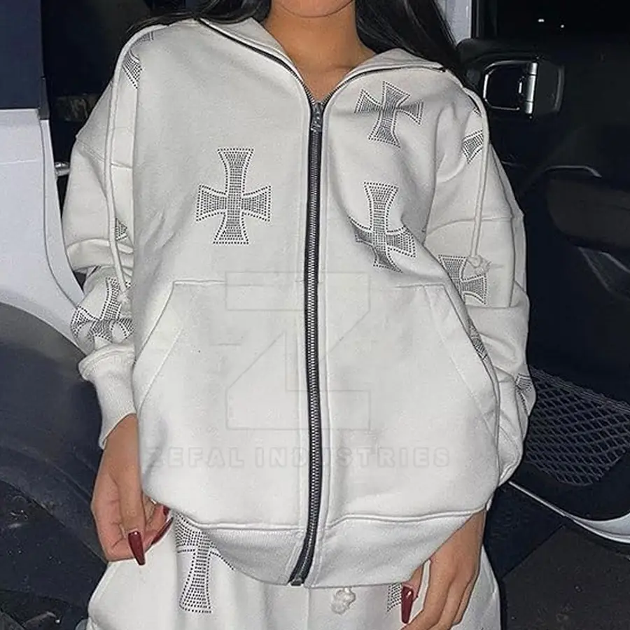 Comfortable Wholesale Winter Plus Size Hooded Women Tracksuits 100% Cotton Eco-Friendly Windproof Sets Unique Style New Arrival — Zefal Industries product photograph 5 of 6
