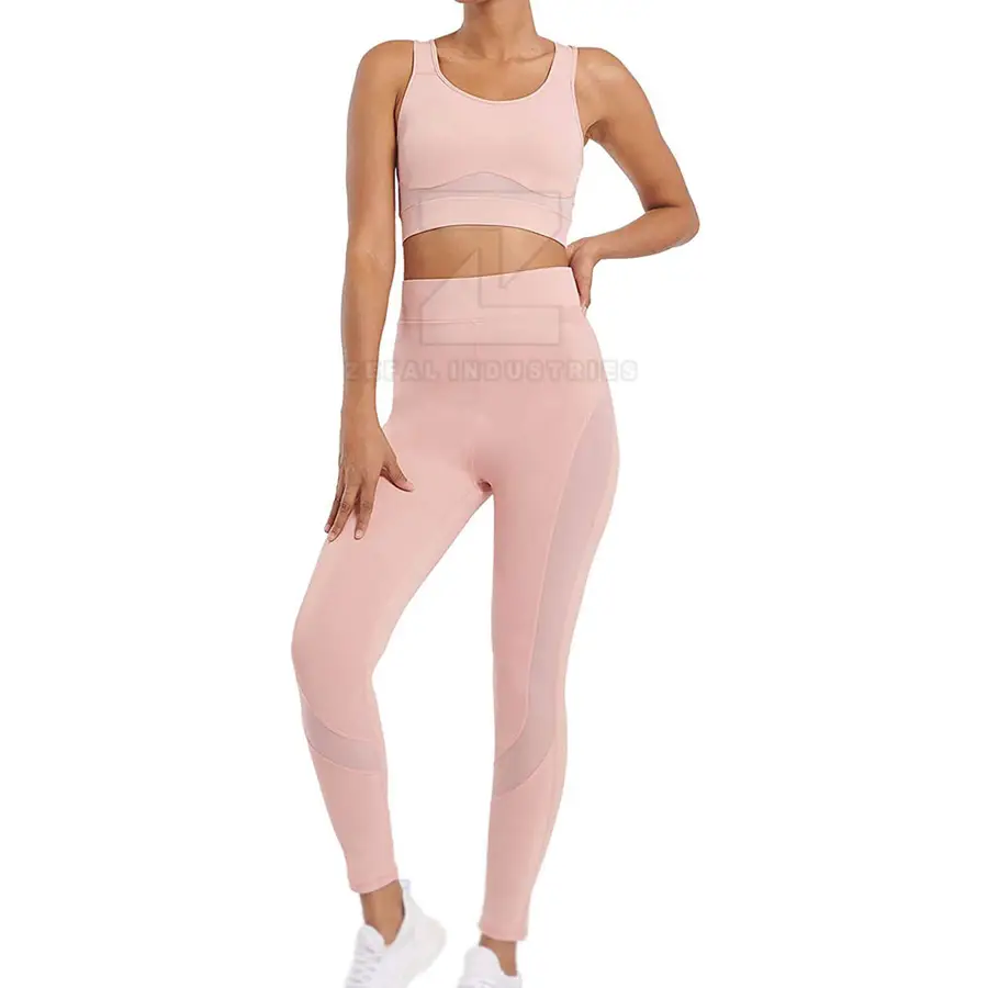 Women's Yoga Set Workout Gym Fitness Clothing Custom Size Solid Pattern Front Logo 2-Piece Breathable Eco-Friendly — real Zefal Industries product photograph