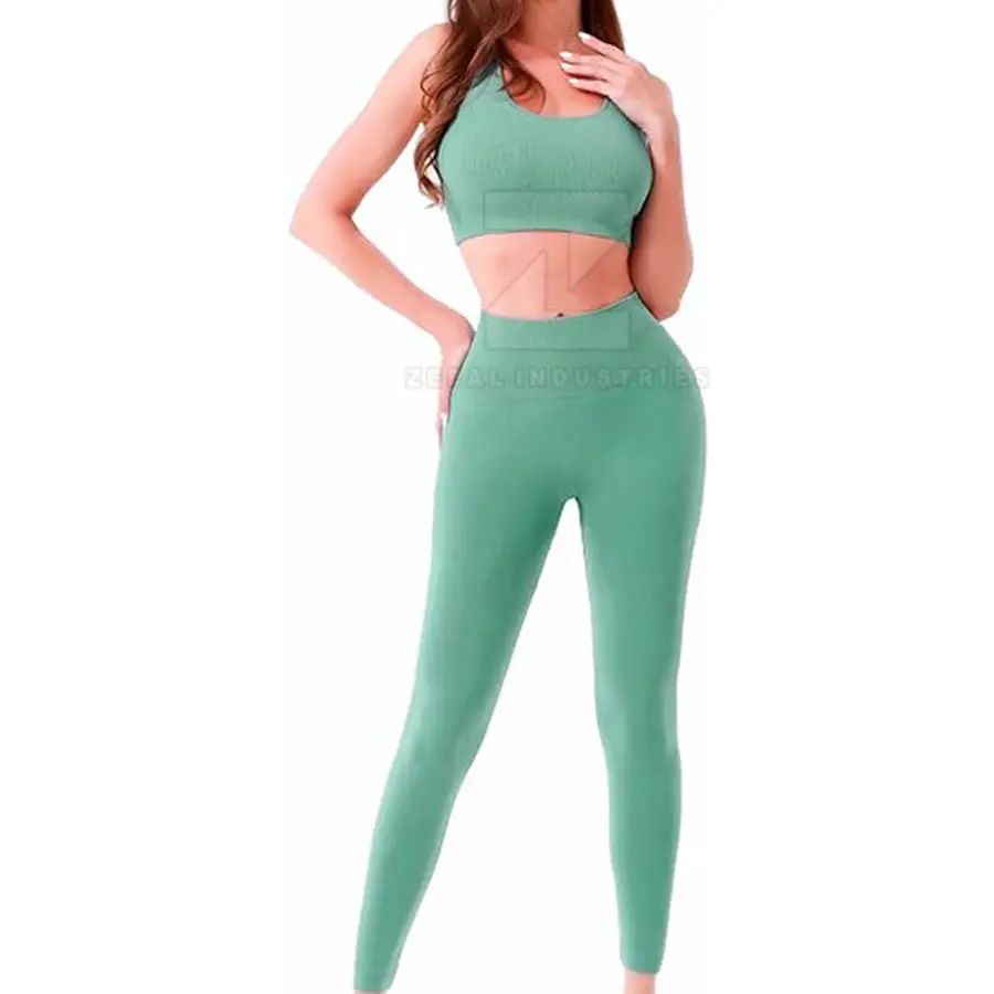 Women's Breathable Eco-Friendly Lightweight Solid Yoga Set with Elastic Waist and Front Logo-Workout Gym Clothing (2-Piece) — real Zefal Industries product photograph