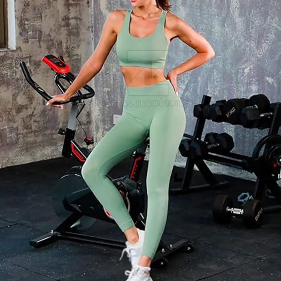 Women's Breathable Eco-Friendly Lightweight Solid Yoga Set with Elastic Waist and Front Logo-Workout Gym Clothing (2-Piece) — Zefal Industries product photograph 3 of 6