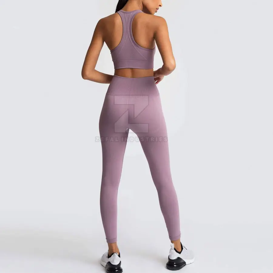 Fashion Style Sportswear Women Yoga Set Solid Front Logo 2-Piece Lightweight Eco-Friendly Breathable Wholesale Made in Pakistan — Zefal Industries product photograph 4 of 6