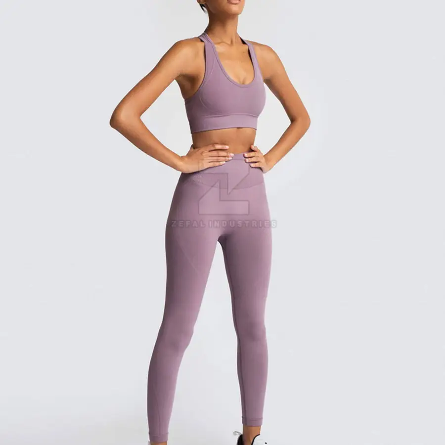Fashion Style Sportswear Women Yoga Set Solid Front Logo 2-Piece Lightweight Eco-Friendly Breathable Wholesale Made in Pakistan — Zefal Industries product photograph 5 of 6