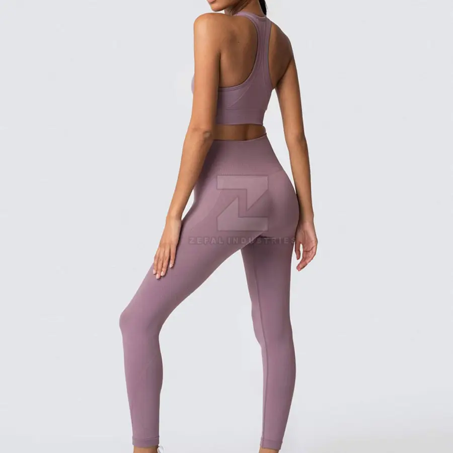 Fashion Style Sportswear Women Yoga Set Solid Front Logo 2-Piece Lightweight Eco-Friendly Breathable Wholesale Made in Pakistan — Zefal Industries product photograph 6 of 6